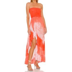 Tiare Hawaii orange and White Maxi Dress